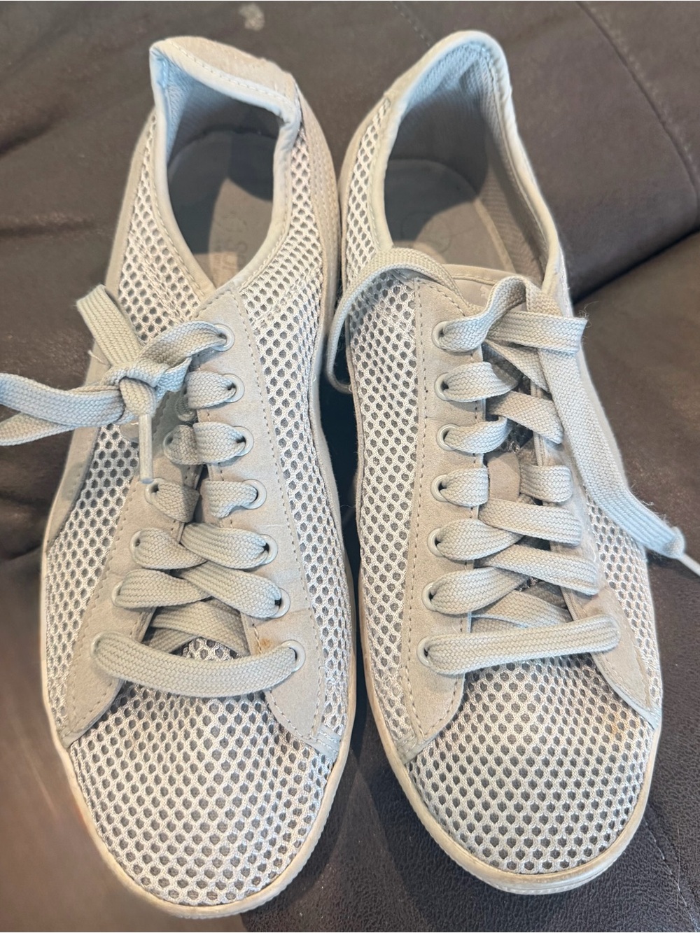 Puma Light Gray Mesh Low-Top Athletic Sneakers